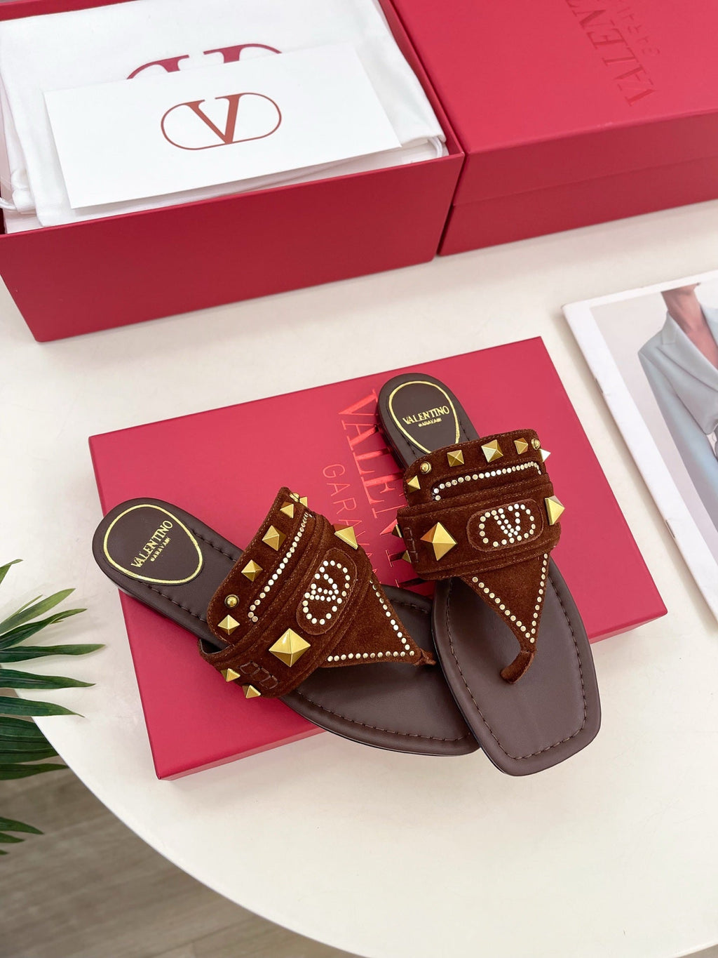 Plaster Caster Buffalo Thong Sandal Rust Suede Calfskin And Cowhide 307473