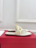 Plaster Caster Buffalo Thong Sandal White Calfskin And Cowhide 307475