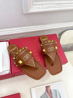 Plaster Caster Buffalo Thong Sandal Tan Calfskin And Cowhide 307477