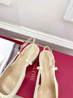 Valet Du Roi Slingback Pumps 60mm White Tan Goatskin 307479