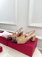 Valet Du Roi Slingback Pumps 60mm Beige Burgundy Goatskin 307480