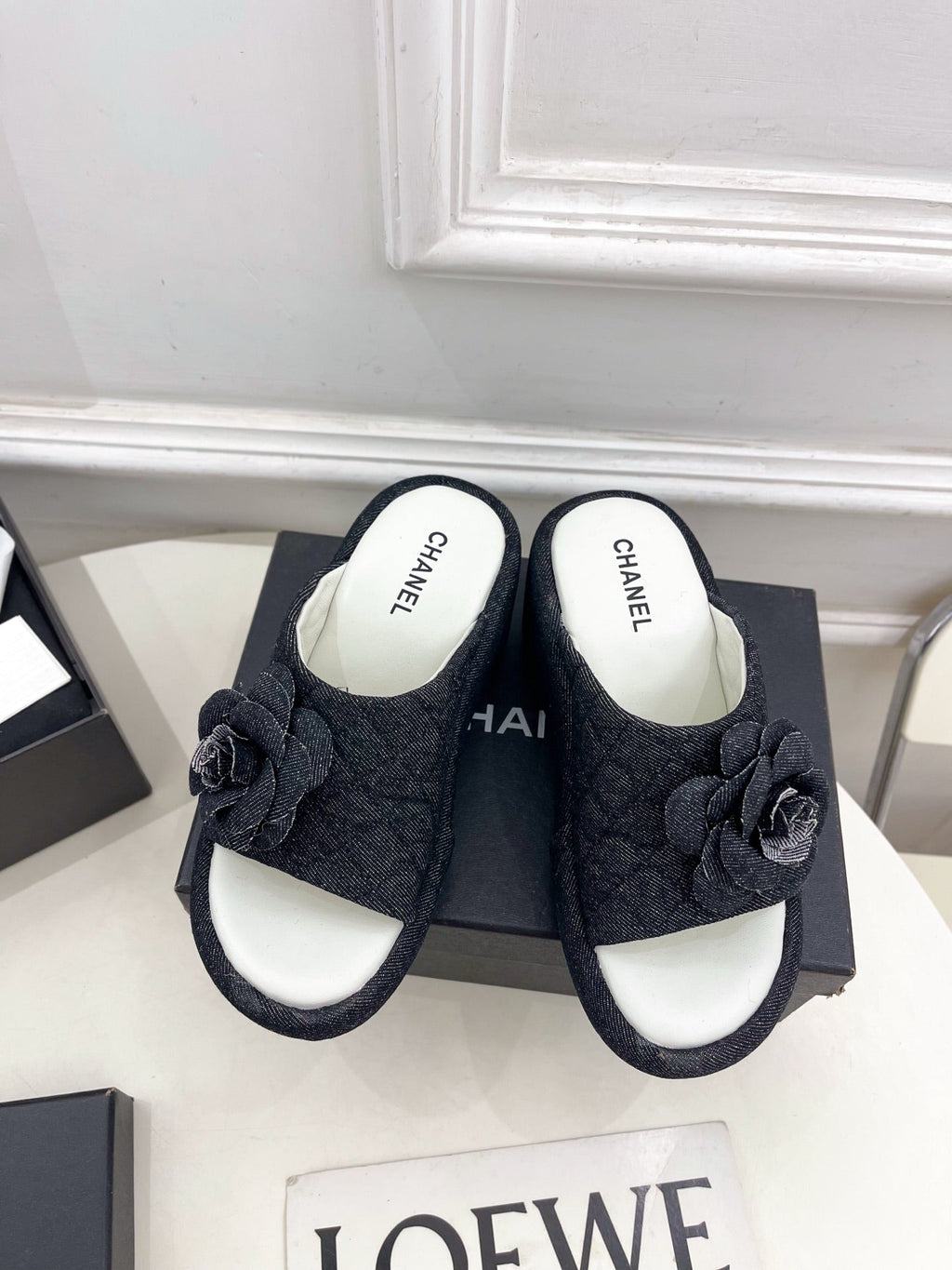 CC 25 Platform Slippers Black Sheepskin 331003