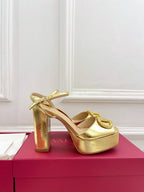VT Garavani 25 Platform Sandals Gold Calfskin 330974