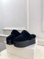 CL 25s Dana Wedge Mule 80mm Black Suede Calfskin & Shearling