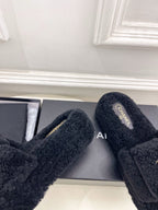 CC 25s Logo Slippers 50mm Black Wool GHW 435261