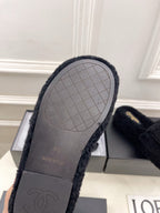 CC 25s Logo Slippers 50mm Black Wool GHW 435261