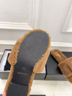 CC 25s Logo Slippers Brown Wool GHW 435267