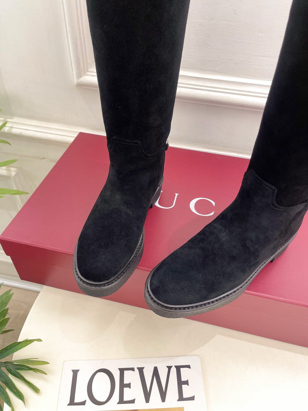 Gucci 25???? hight boots black suede 435368