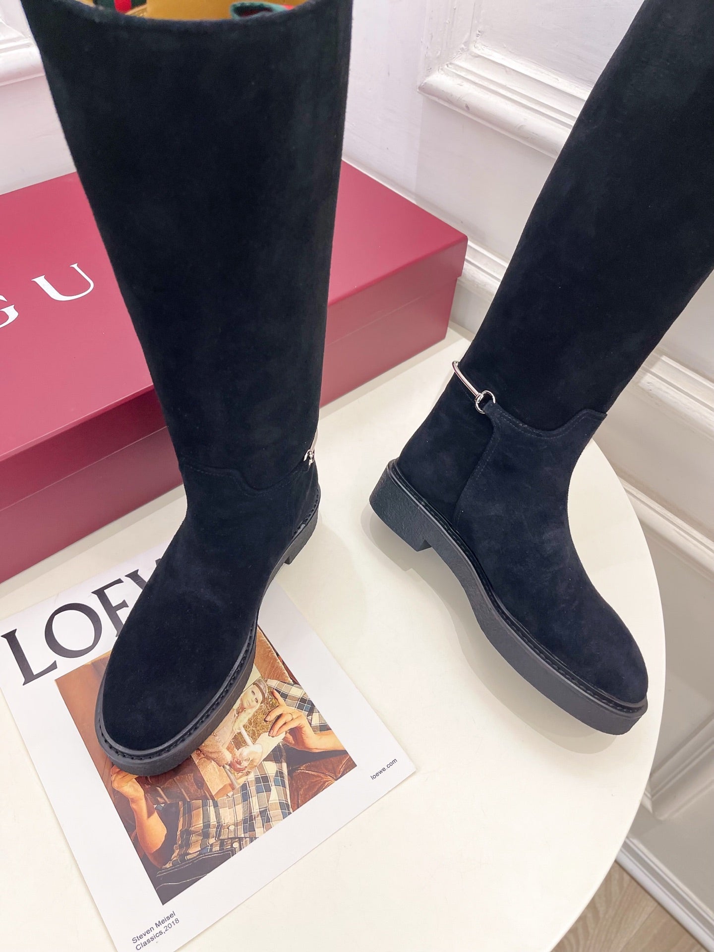 Gucci 25???? hight boots black suede 435368