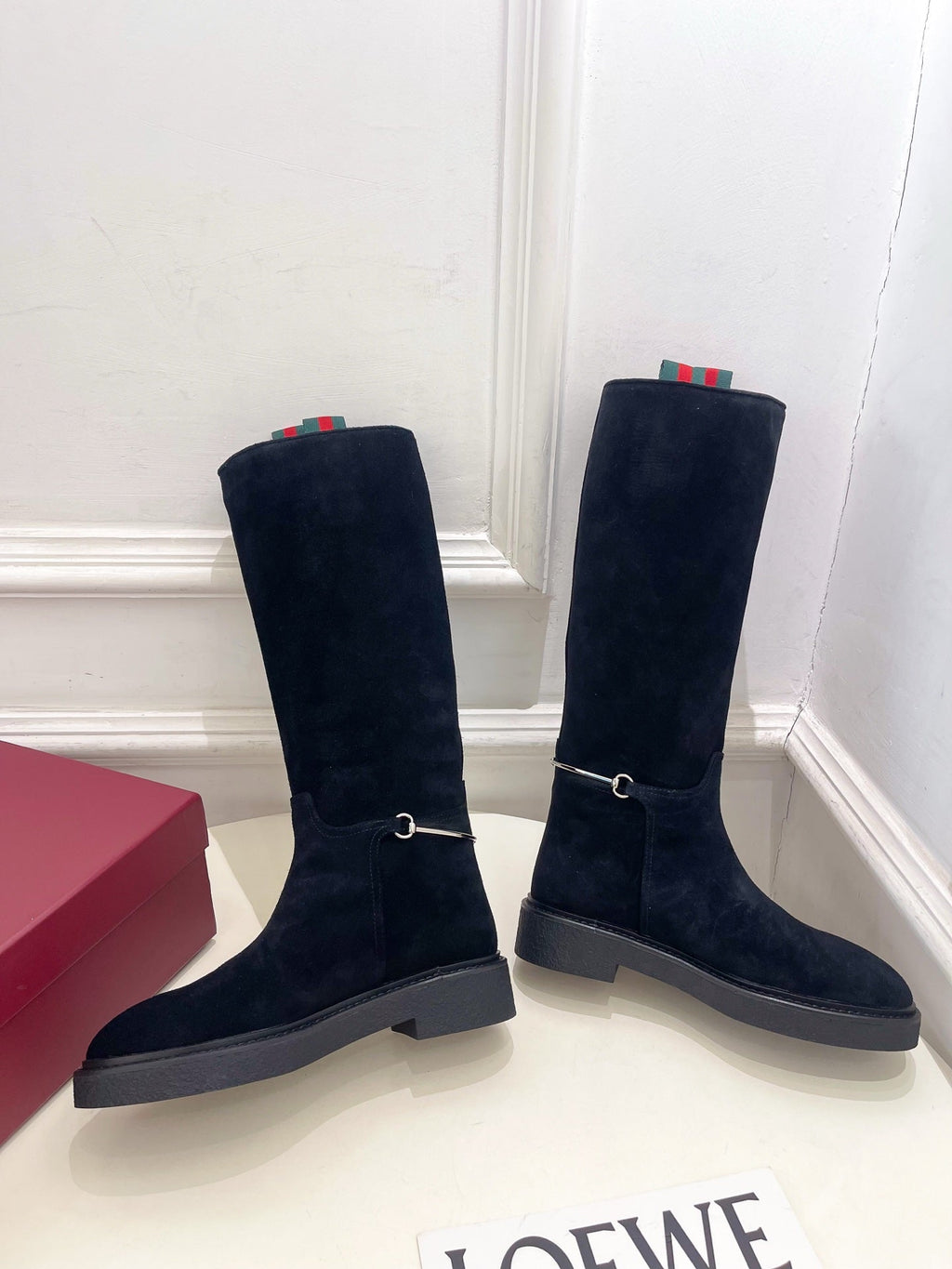 Gucci 25???? hight boots black suede 435368