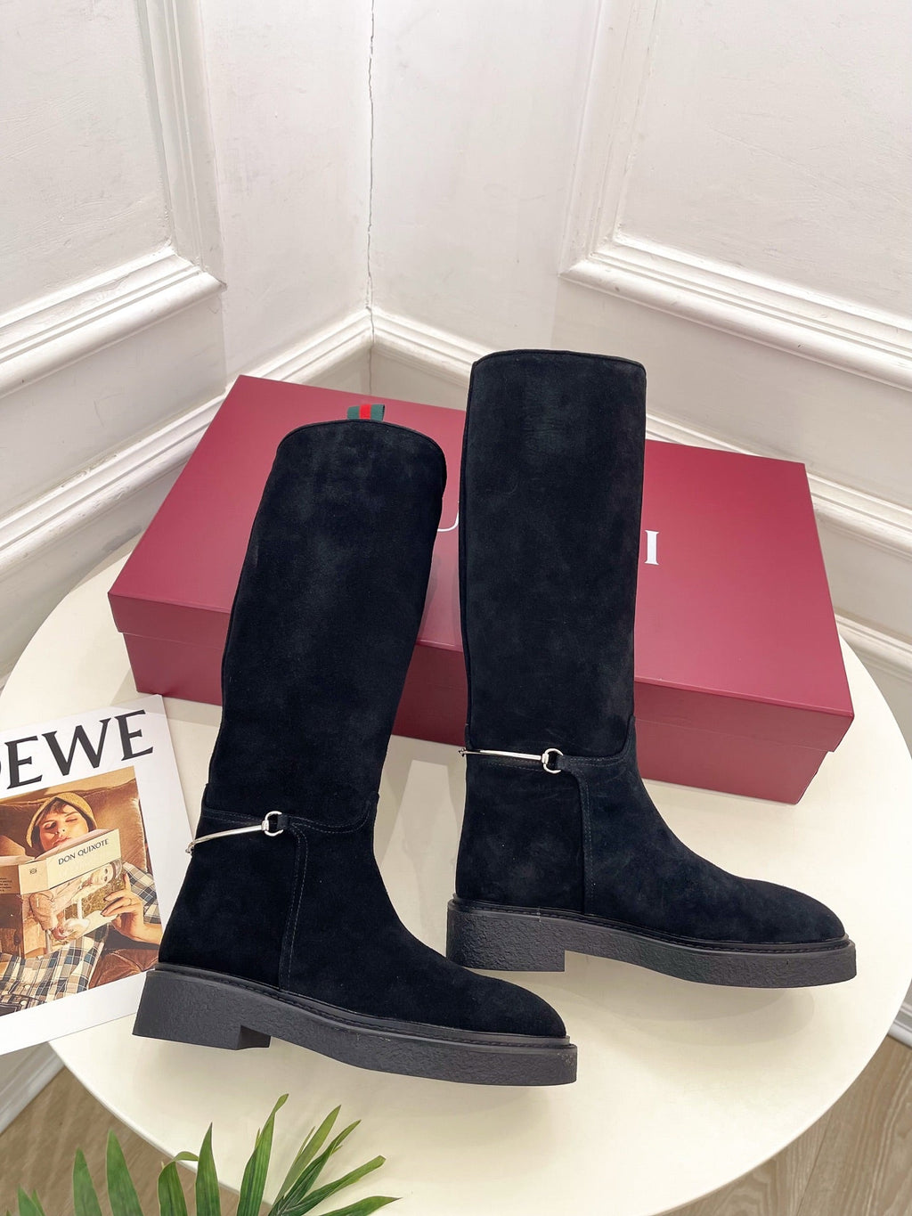 Gucci 25???? hight boots black suede 435368