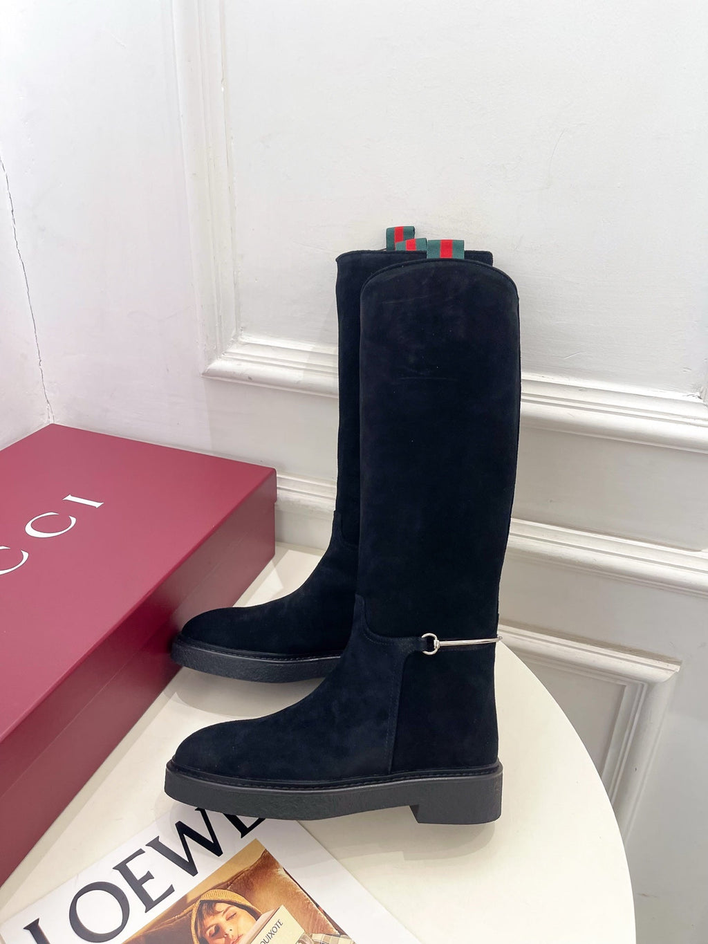 Gucci 25???? hight boots black suede 435368