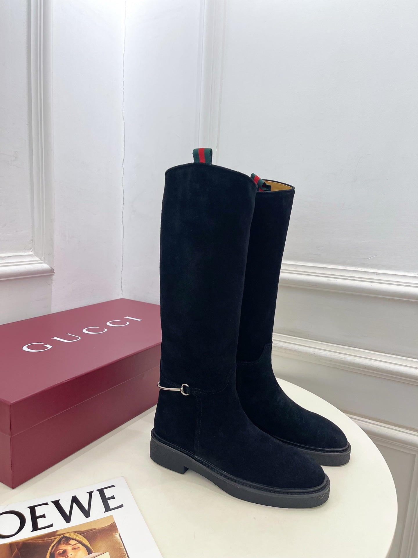 Gucci 25???? hight boots black suede 435368