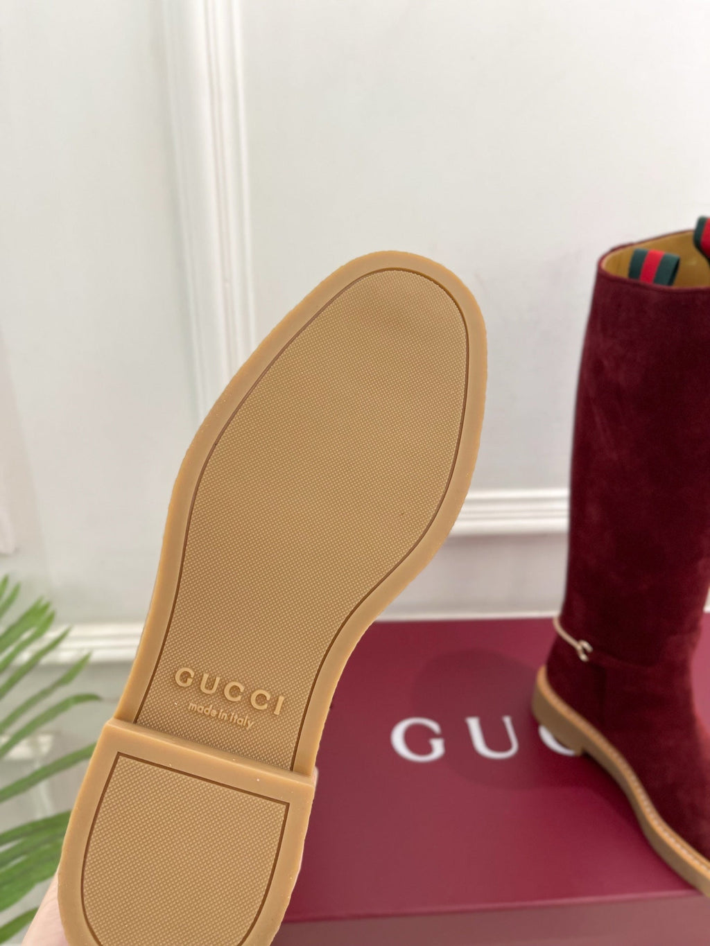 Gucci 25???? hight boots wine red suede 435368