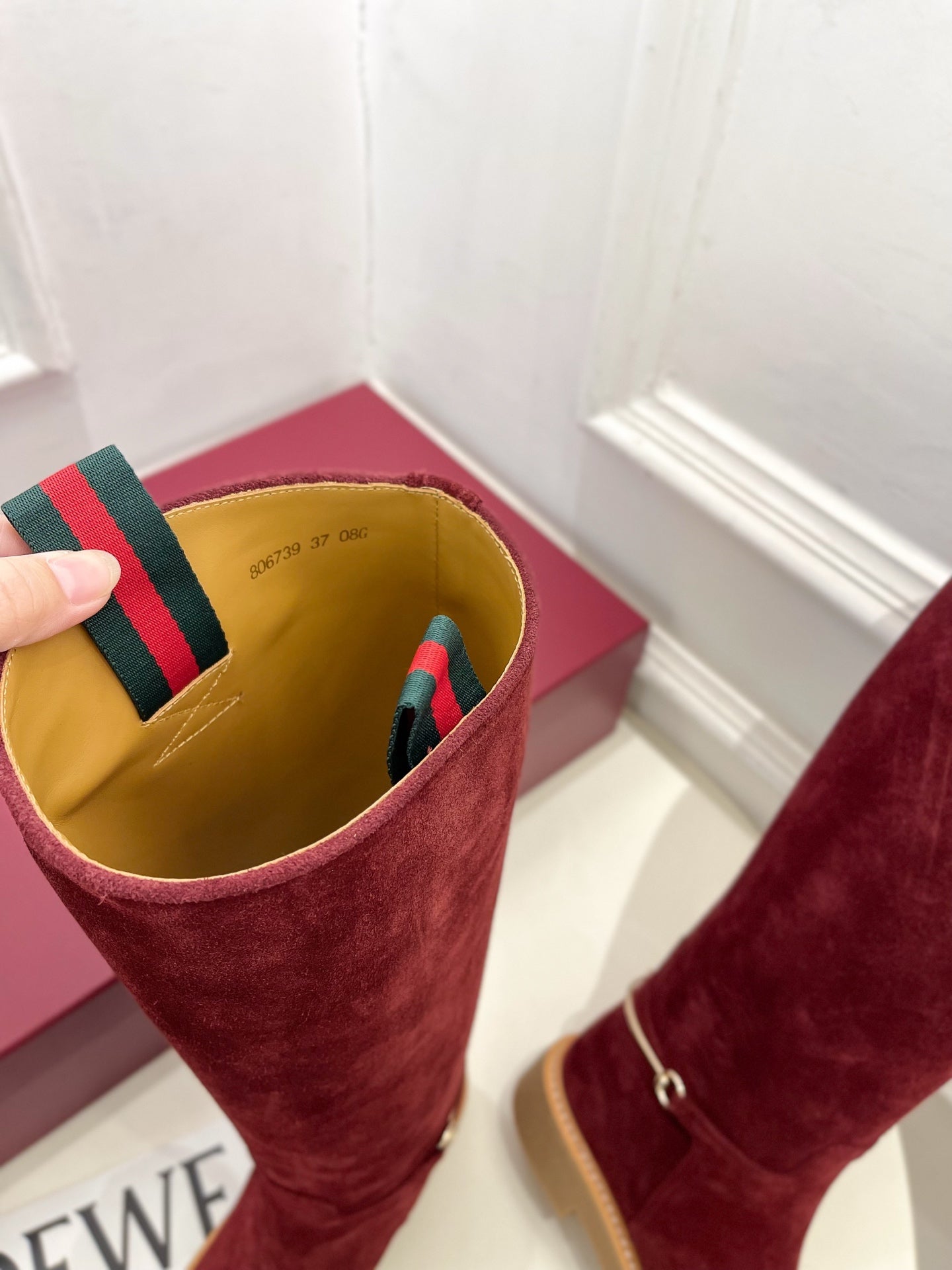 Gucci 25???? hight boots wine red suede 435368