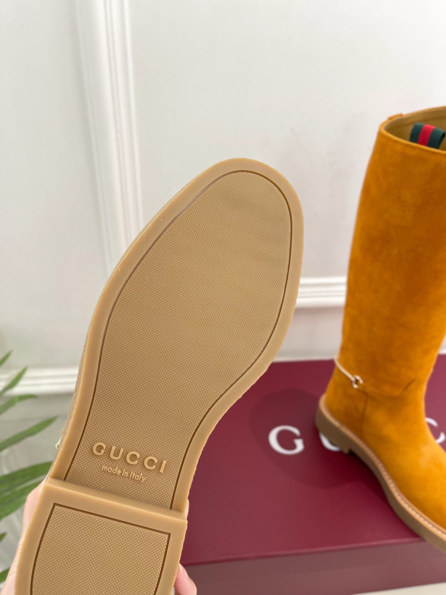 Gucci 25???? hight boots mustard yellow suede 435370