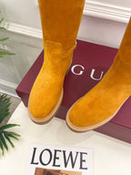 Gucci 25???? hight boots mustard yellow suede 435370