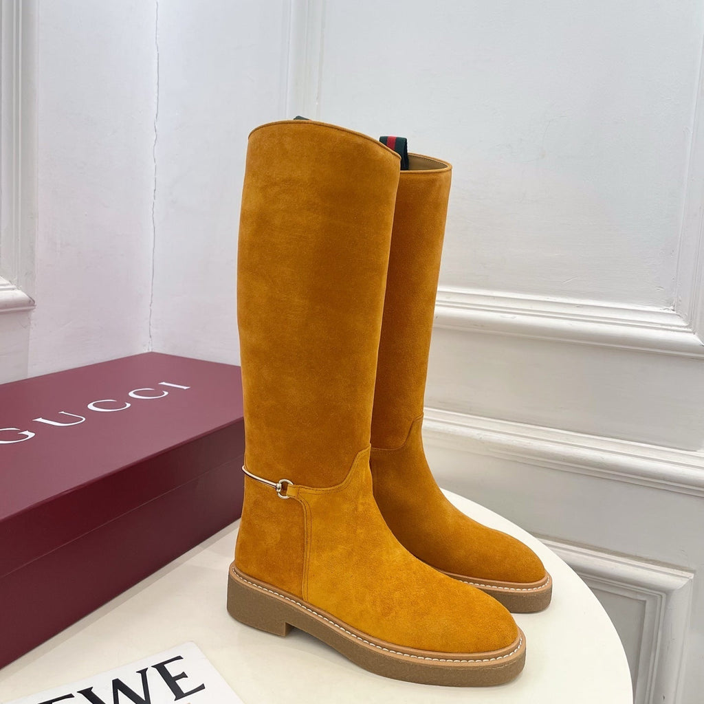 Gucci 25???? hight boots mustard yellow suede 435370