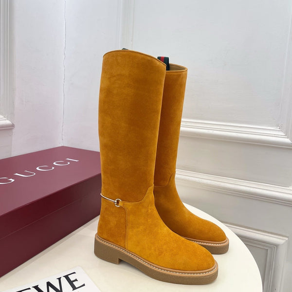 Gucci 25???? hight boots mustard yellow suede 435370