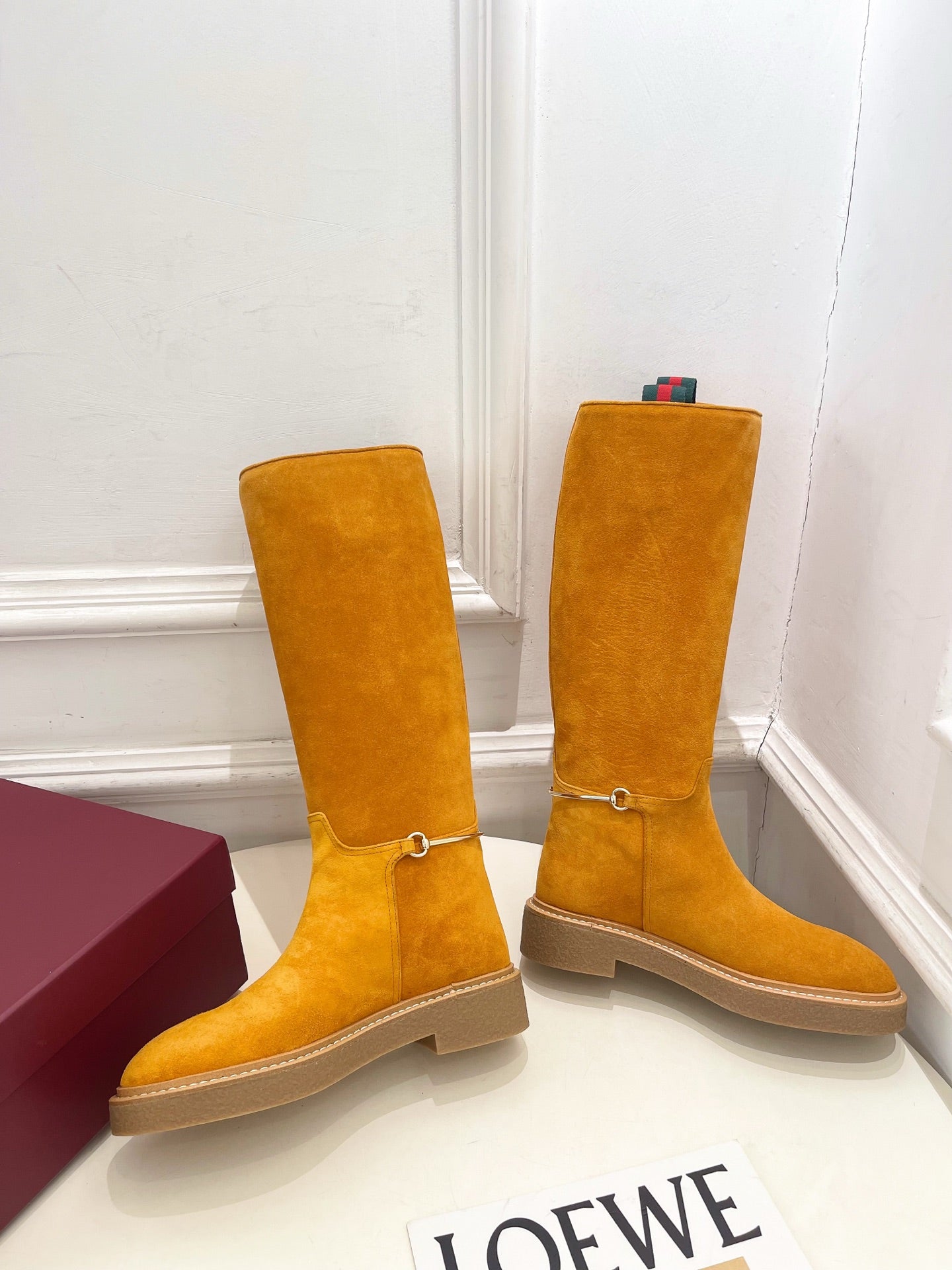 Gucci 25???? hight boots mustard yellow suede 435370