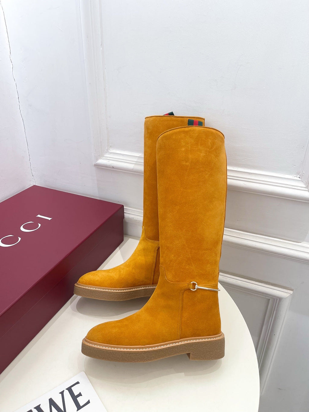 Gucci 25???? hight boots mustard yellow suede 435370
