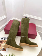 Gucci 25???? hight boots olive green suede 435371