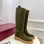Gucci 25???? hight boots olive green suede 435371