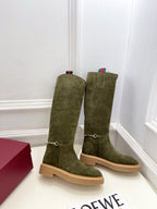 Gucci 25???? hight boots olive green suede 435371