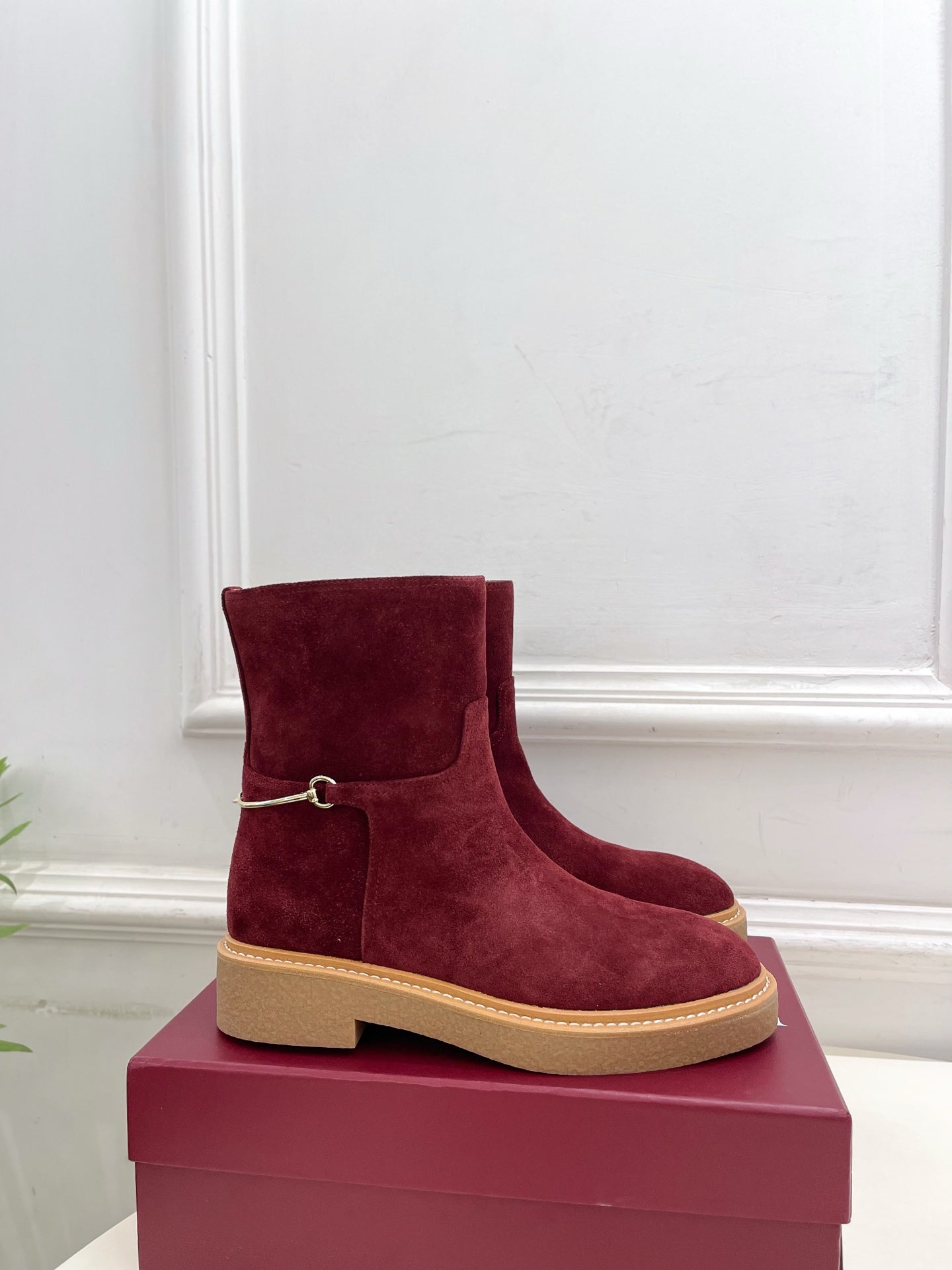Gucci 25???? horsebit ankle boots wine red suede 435375