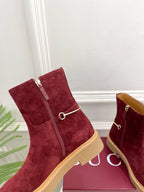 Gucci 25???? horsebit ankle boots wine red suede 435375
