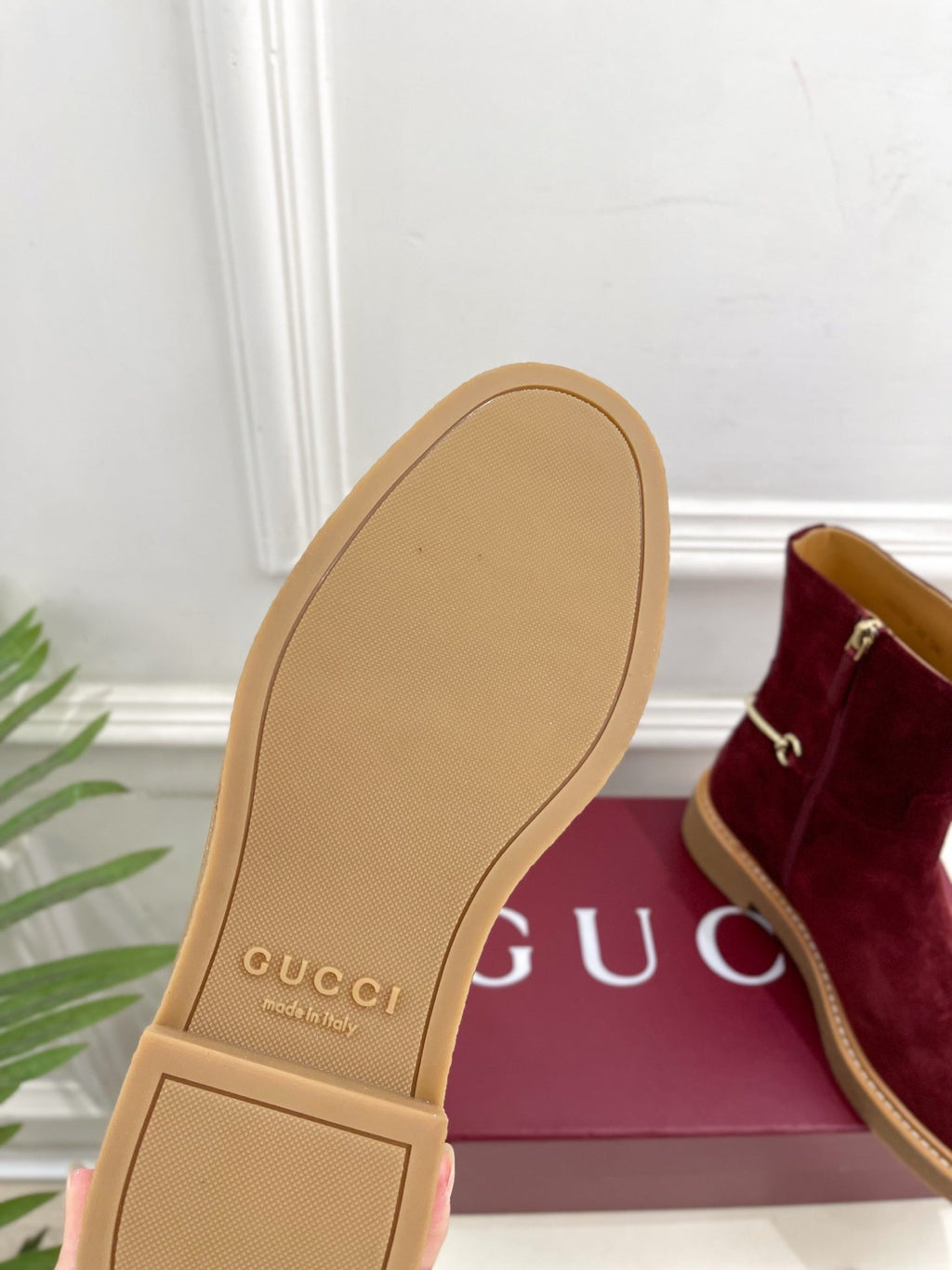 Gucci 25???? horsebit ankle boots wine red suede 435375