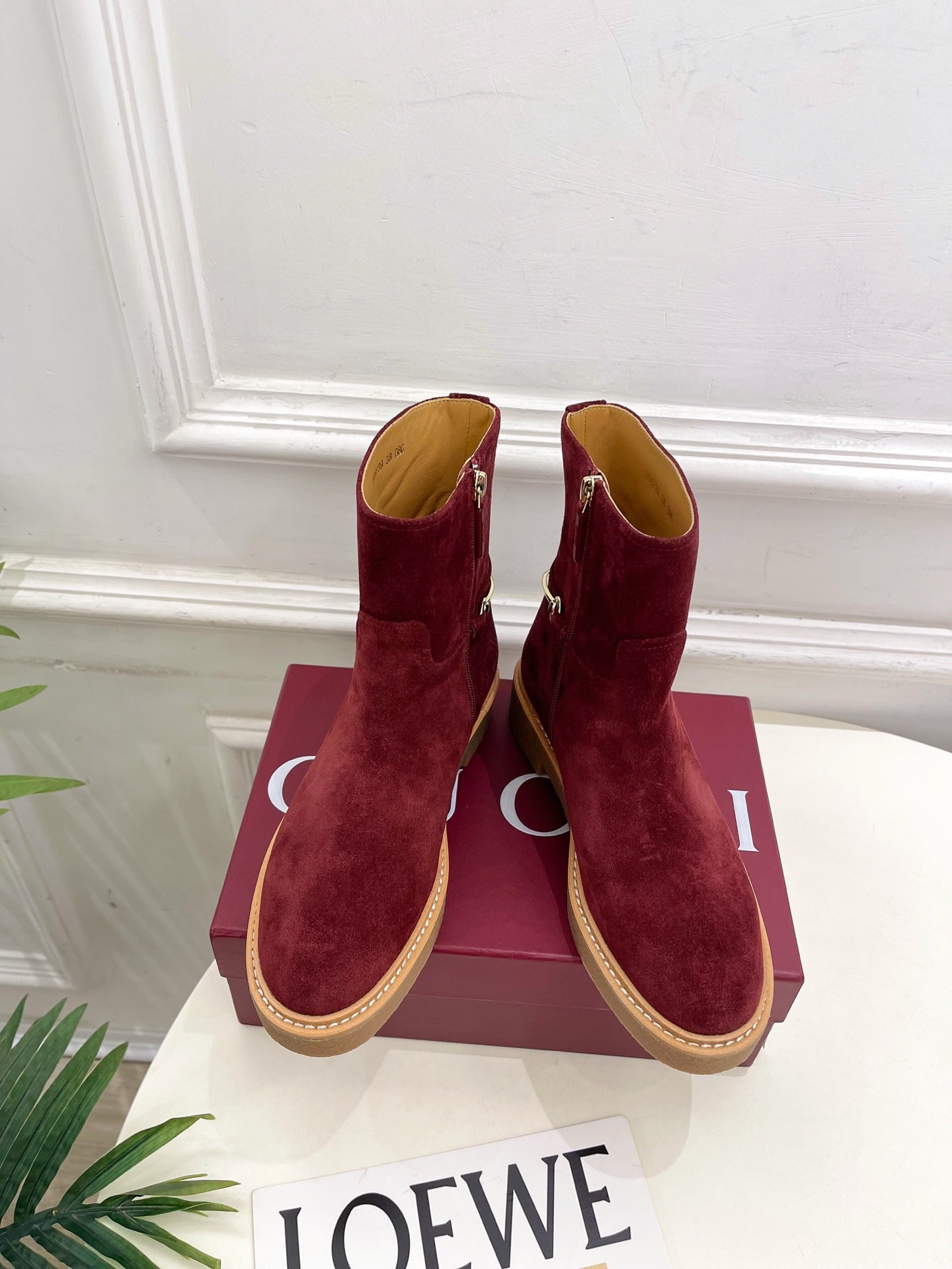 Gucci 25???? horsebit ankle boots wine red suede 435375