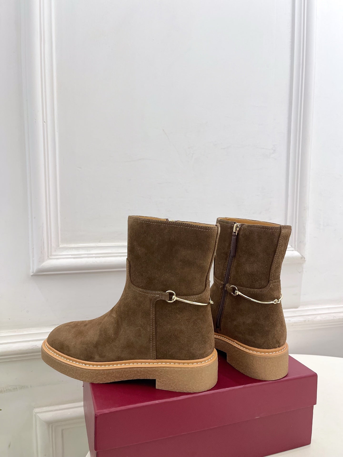 Gucci 25???? horsebit ankle boots chestnut brown suede 435376