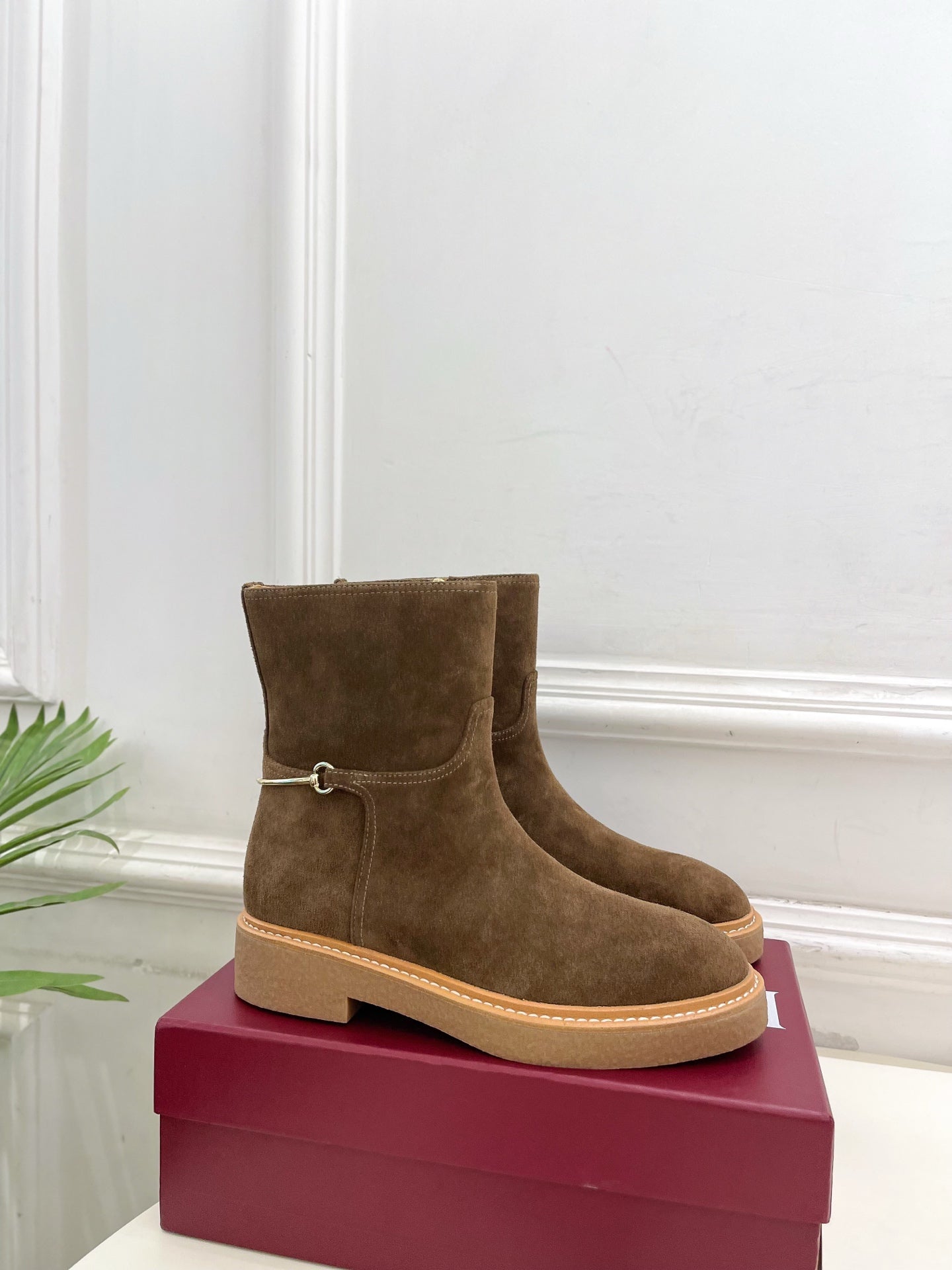 Gucci 25???? horsebit ankle boots chestnut brown suede 435376