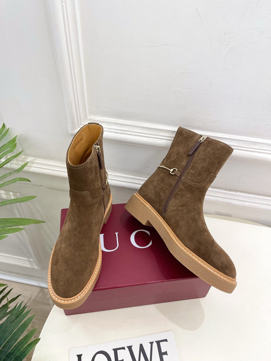 Gucci 25???? horsebit ankle boots chestnut brown suede 435376
