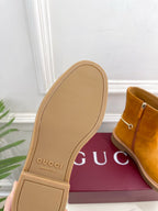 Gucci 25???? horsebit ankle boots mustard yellow suede 435377