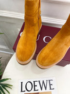 Gucci 25???? horsebit ankle boots mustard yellow suede 435377