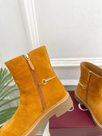 Gucci 25???? horsebit ankle boots mustard yellow suede 435377