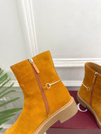 Gucci 25???? horsebit ankle boots mustard yellow suede 435377