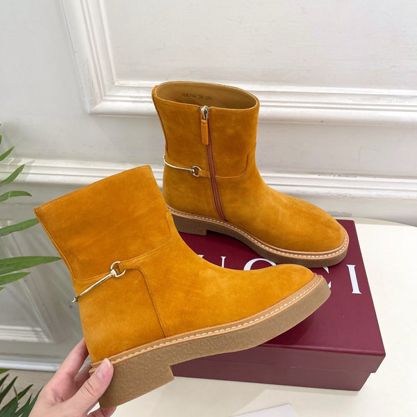 Gucci 25???? horsebit ankle boots mustard yellow suede 435377