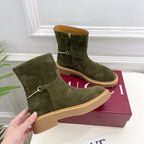 Gucci 25???? horsebit ankle boots olive green suede 435378