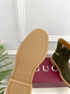 Gucci 25???? horsebit ankle boots olive green suede 435378