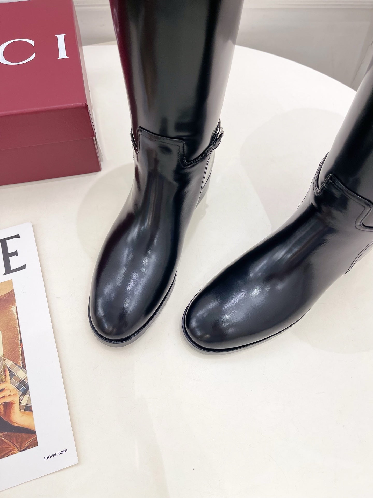 Gucci 25???? horsebit long boots black calfskin 435381