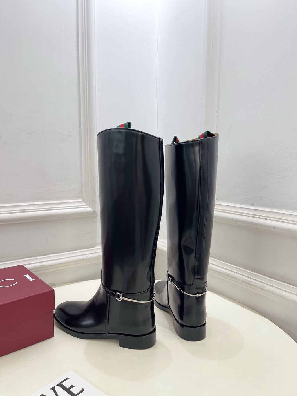Gucci 25???? horsebit long boots black calfskin 435381
