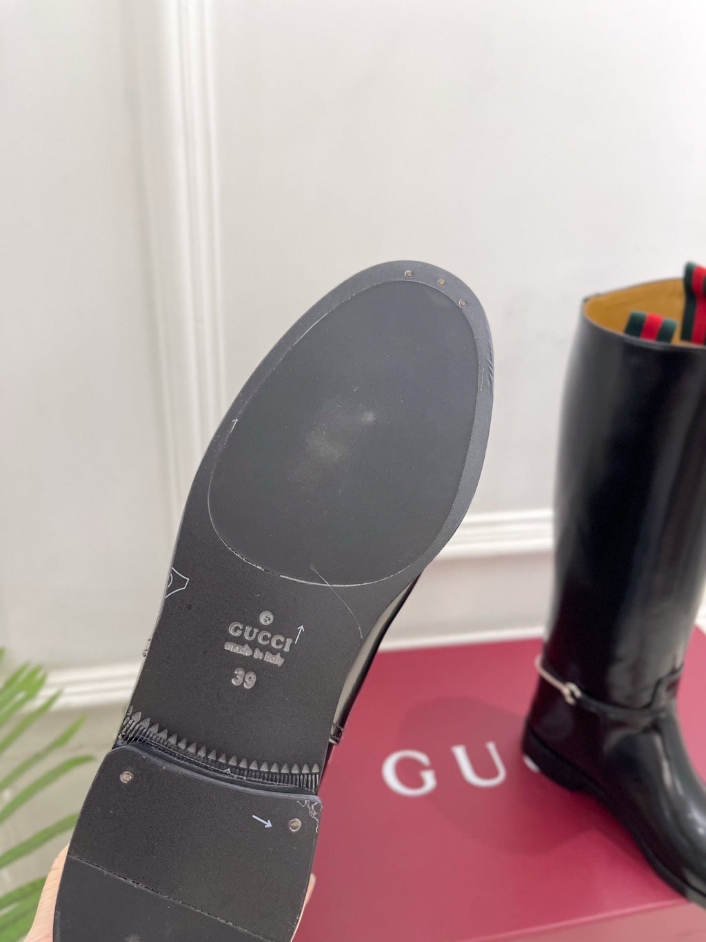 Gucci 25???? horsebit long boots black calfskin 435381