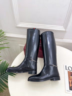 Gucci 25???? horsebit long boots black calfskin 435381