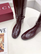 Gucci 25???? horsebit long boots burgundy calfskin 435382