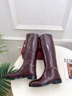 Gucci 25???? horsebit long boots burgundy calfskin 435382