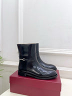 Gucci 25???? horsebit ankle boots black patent calfskin 435384