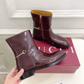 Gucci 25???? horsebit ankle boots burgundy patent calfskin 435385